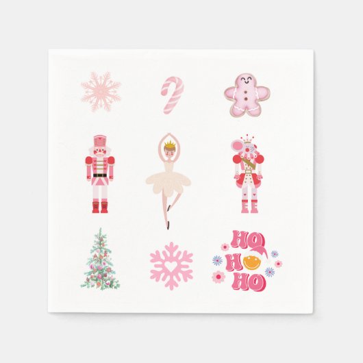 Nutcracker Ballet Pink Weihnachten Serviette (Vorderseite)