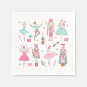 Nutcracker Ballet Pink Weihnachtspapier Napkin Serviette