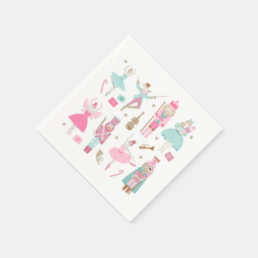 Nutcracker Ballet Pink Weihnachtspapier Napkin Serviette (Ecke)