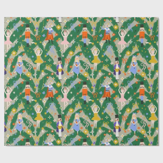 Nutcracker Ballet Royal Bow Christmas Wrapping Geschenkpapier (Flach)