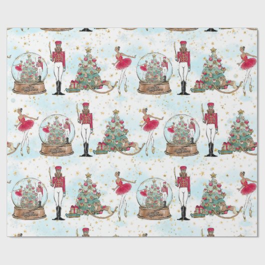 Nutcracker Ballet Snow Globe Weihnachtsgeschenk Geschenkpapier (Flach)