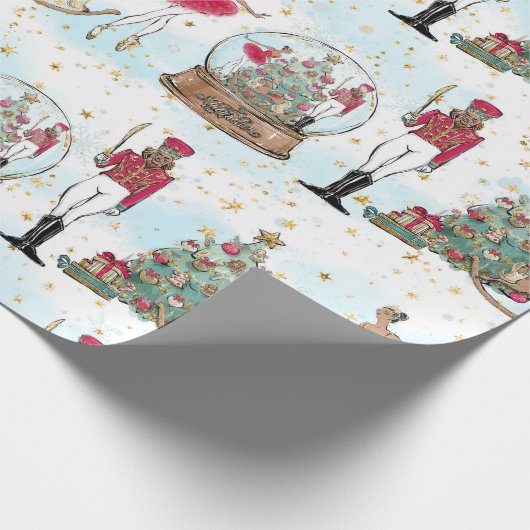 Nutcracker Ballet Snow Globe Weihnachtsgeschenk Geschenkpapier (Ecke)