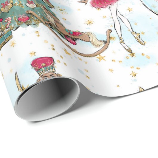 Nutcracker Ballet Snow Globe Weihnachtsgeschenk Geschenkpapier (Rolleneckpunkt)