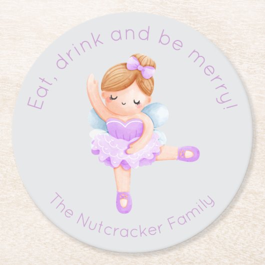Nutcracker Ballet Sugum Plum Fairy Runder Pappuntersetzer (Vorderseite)