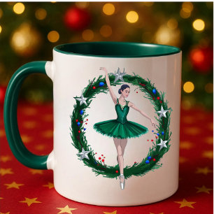 Nutcracker Ballet-Tasse   Green Christmas Ballerin Zweifarbige Tasse
