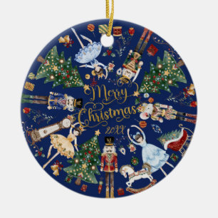 Nutcracker Ballet Vintag Frohe Weihnachts-Foto Keramik Ornament