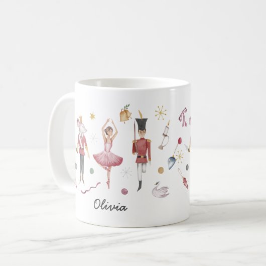Nutcracker Ballet Weihnachten Festliche Ballerina  Kaffeetasse (Vorderseite Links)