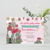 Nutcracker Ballet Weihnachten Red Gold Geburtstag Einladung (Stehend Vorderseite)