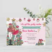 Nutcracker Ballet Weihnachten Red Gold Geburtstag Einladung (Stehend Vorderseite)