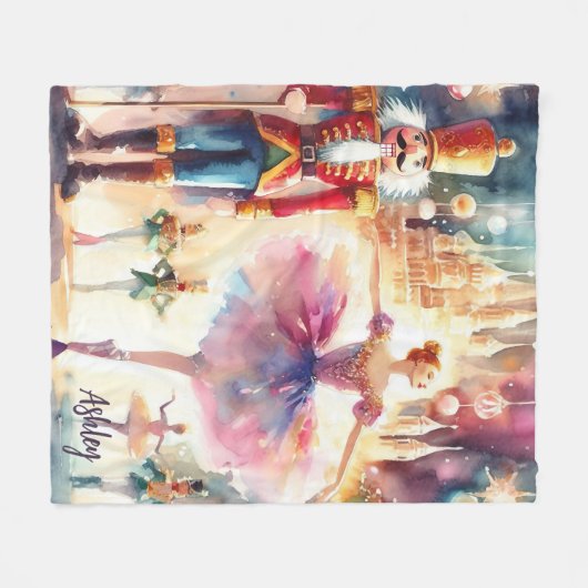 Nutcracker Ballet Weihnachts Ballerina Individuell Fleecedecke (Vorderseite (Horizontal))
