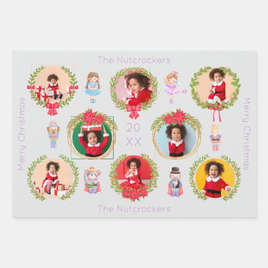 Nutcracker Ballet Weihnachts-Foto Geschenkpapier Set (Vorderseite)
