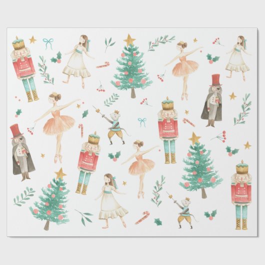 Nutcracker Ballet Weihnachtsbilder Wrapping Paper Geschenkpapier (Flach)