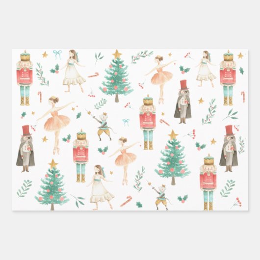 Nutcracker Ballet Weihnachtsbilder Wrapping Paper Geschenkpapier Set (Vorderseite 2)