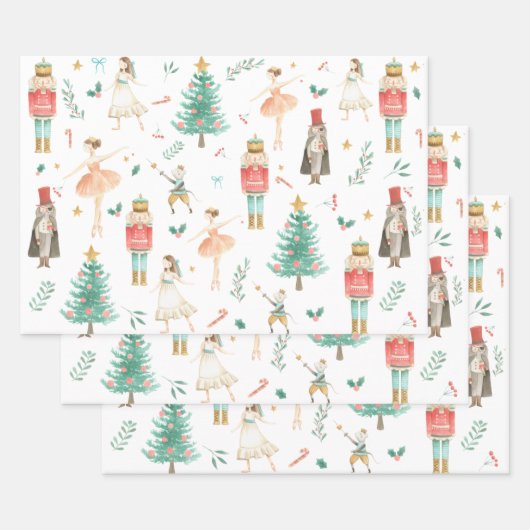 Nutcracker Ballet Weihnachtsbilder Wrapping Paper Geschenkpapier Set (Set)