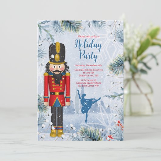 Nutcracker Ballet Weihnachtsfeier Einladung (Stehend Vorderseite)