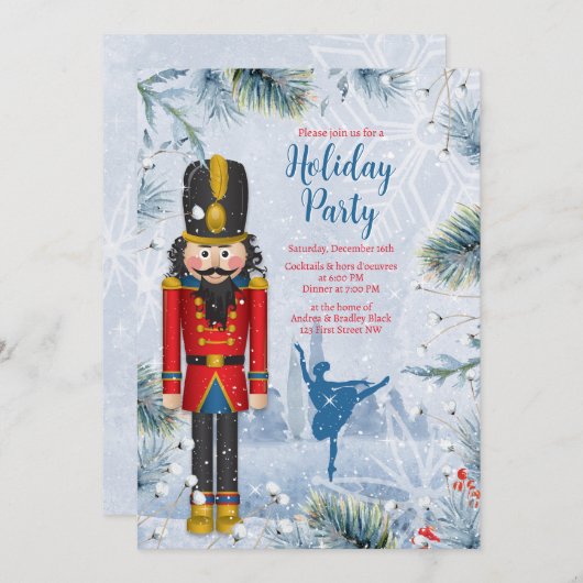 Nutcracker Ballet Weihnachtsfeier Einladung (Vorne/Hinten)