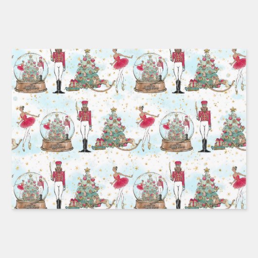 Nutcracker Ballet Weihnachtswackelpapier-Blätter Geschenkpapier Set (Vorderseite 3)