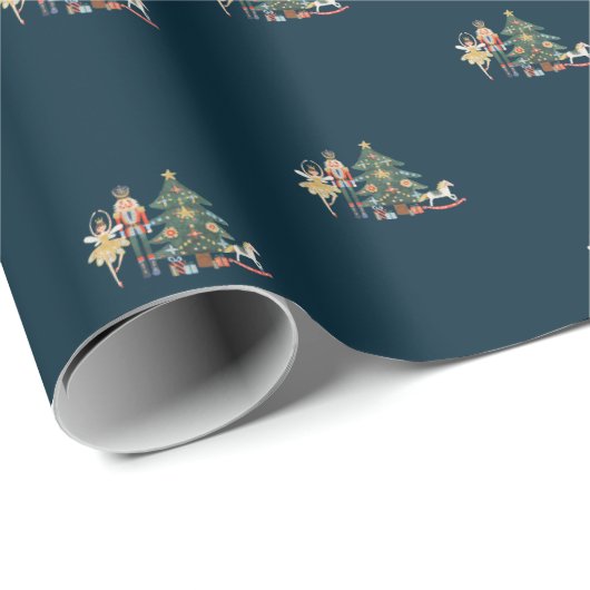 Nutcracker Ballet Weihnachtswackelpapier Geschenkpapier (Rolleneckpunkt)