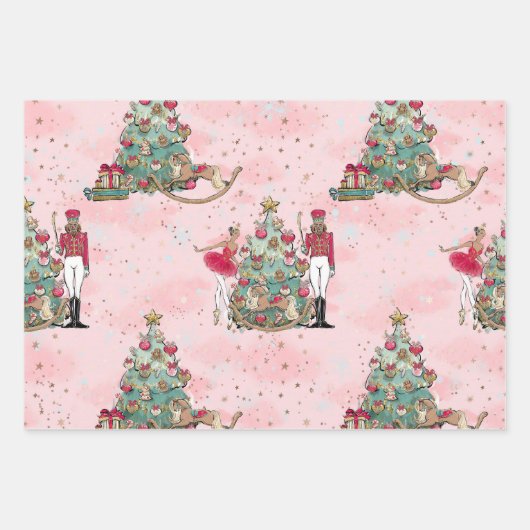 Nutcracker Ballet Weihnachtswrapping Sheets Geschenkpapier Set (Vorderseite)