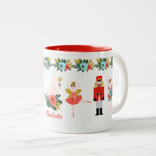 Nutcracker Ballett Personalisierter Name Zweifarbige Tasse (VorderseiteRechts)