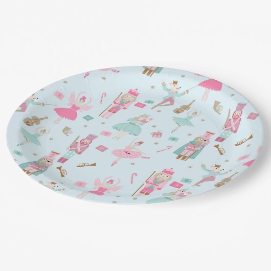 Nutcracker Ballett Rosa Weihnachtsgeschenk Pappteller (Schrägansicht)