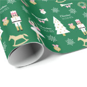 Nutcracker, Baum und Ballerina Weihnachtswünsche Geschenkpapier (Rolleneckpunkt)