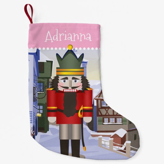 Nutcracker, bayerisch deutsch-rosa Personalisiert Kleiner Weihnachtsstrumpf (Vorderseite)