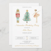 Nutcracker Birthday Ballerina Einladung Weihnachte (Vorne/Hinten)