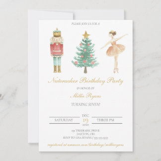 Nutcracker Birthday Ballerina Einladung Weihnachte