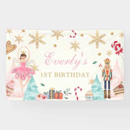 Nutcracker Birthday Fairy Land süße Kulisse Banner (Horizontal)