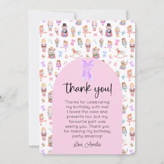 Nutcracker Birthday Foto Vielen Dank Einladung (Vorderseite)