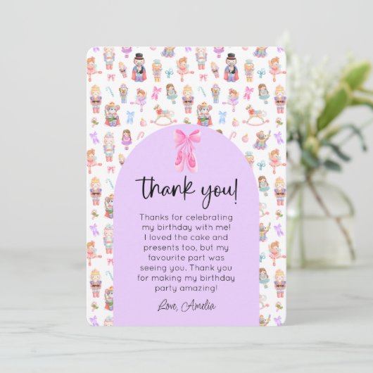 Nutcracker Birthday Foto Vielen Dank Einladung (Stehend Vorderseite)