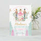 Nutcracker Birthday Girl Ballet Girl Suger Plum Einladung (Stehend Vorderseite)