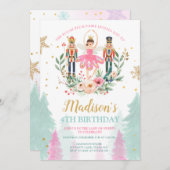 Nutcracker Birthday Girl Ballet Girl Suger Plum Einladung (Vorne/Hinten)