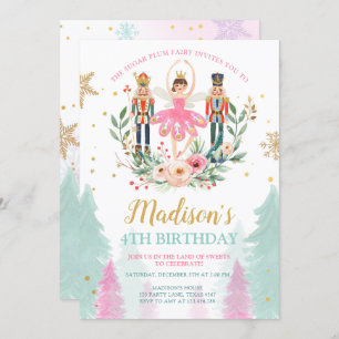 Nutcracker Birthday Girl Ballet Girl Sugl Plum Einladung