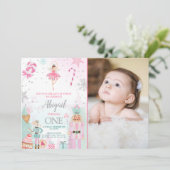 Nutcracker Birthday Girl Land of Süßigkeiten Mairy Einladung (Stehend Vorderseite)