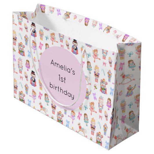 Nutcracker Birthday Große Geschenktüte (Rückseite Schrägansicht)