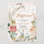 Nutcracker Birthday Sugar Plum Fee Weihnachten Einladung (Vorne/Hinten)