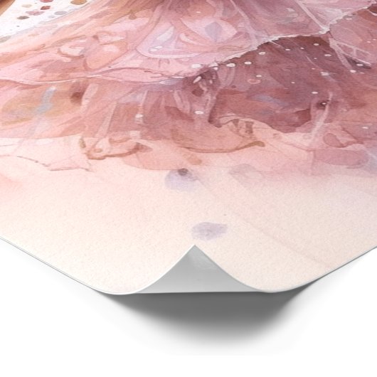 Nutcracker Black Ballerina in Pink Floral Tutu Poster (Ecke)