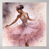 Nutcracker Black Ballerina in Pink Floral Tutu Poster (Vorne)