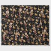 Nutcracker Black Golden Snowflakes Geschenkpapier (Flach)