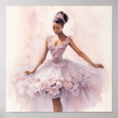Nutcracker: Black Sugar Plum Fairy in Pink Tutu Poster (Vorne)