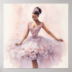 Nutcracker: Black Sugar Plum Fairy in Pink Tutu Poster