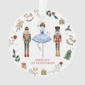 Nutcracker blauer Goldballerina erste Weihnachten Ornament (Vorderseite)