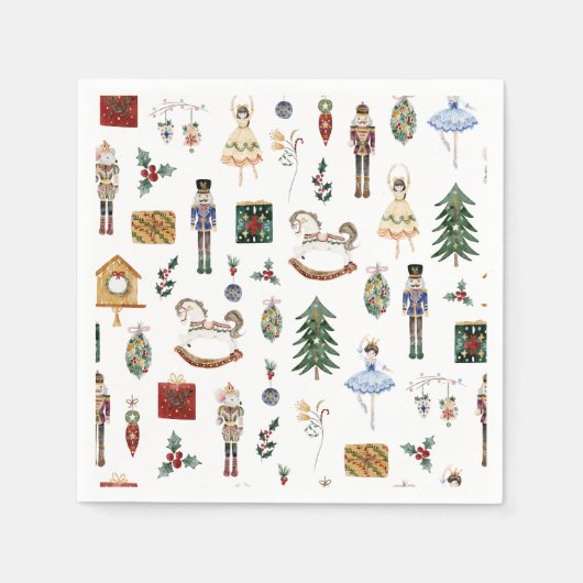 Nutcracker blauer Goldballerina Kindergeburtstag P Serviette (Vorderseite)