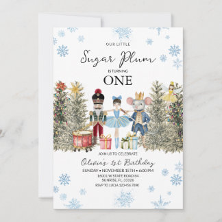 Nutcracker Blue Winter Trees Snowflakes Geburtstag Einladung