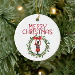 Nutcracker Bow Wreath Red Frohe Weihnachtsfeiertag Keramik Ornament