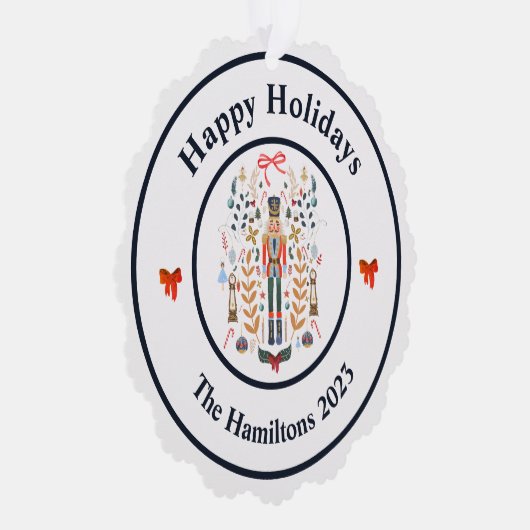 Nutcracker Bows Weihnachts-Foto Ornament Card (Rechts)