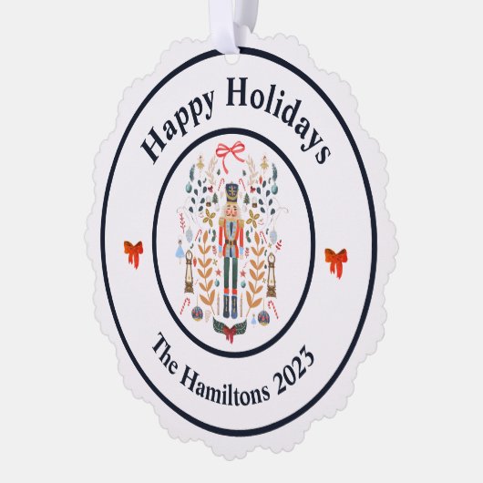 Nutcracker Bows Weihnachts-Foto Ornament Card (Links)