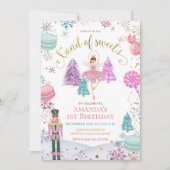 Nutcracker Bunte Schneeflocken Land der Süßigkeite Einladung (Vorderseite)